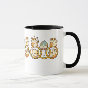 Süßes Hamster-Trio-Ringe Cartoon-Kunst Tasse