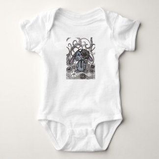 Süßes handgezeichnetes Bunny-Kaninchen-Zen-Doodle- Baby Strampler