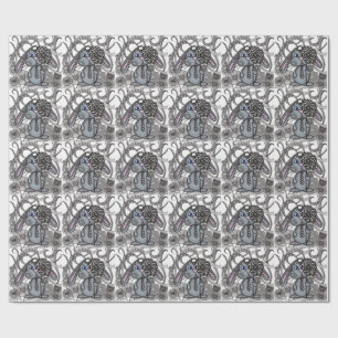 Süßes handgezeichnetes Kaninchen-Hasen-Zen-Doodle- Geschenkpapier