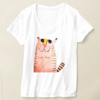 Süßes handgezeichnetes orange getigertes Katzen-T- T-Shirt