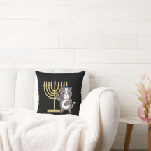 Süßes Hanukkah-Katzen-Menora-Kissen für Kinder und