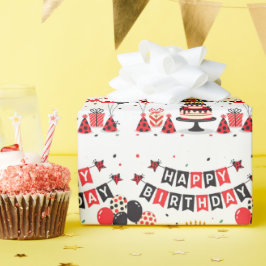 Süßes Happy Birthday Marienkäfer Thema Geschenkpapier