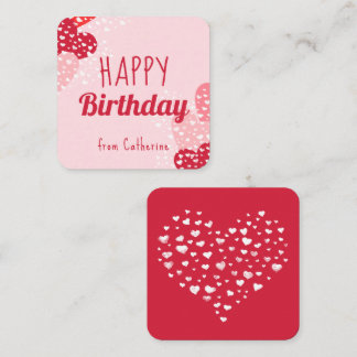 Süßes Happy Birthday mit rosa roten Herzen Mitteilungskarte