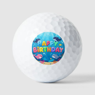 Süßes Happy Birthday nautischer Delfin Golfball