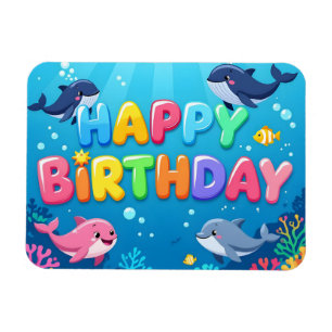 Süßes Happy Birthday nautischer Delfin Magnet