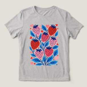Süßes Harmonie Frauen Abstrakt Erdbeere T-Shirt Tri-Blend Shirt