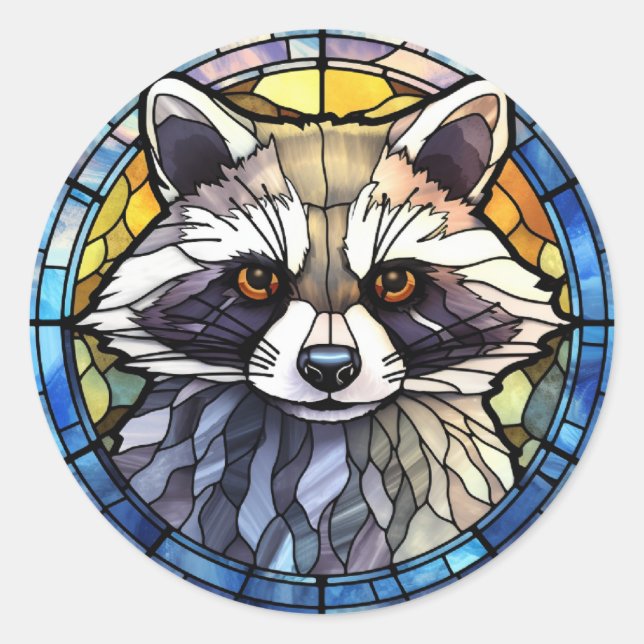 Süßes Hartglas Frisky Raccoon Runder Aufkleber (Vorderseite)