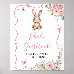 Süßes Häschen-Baby-Shower-Mädchen-Foto-Gästebuch Poster
