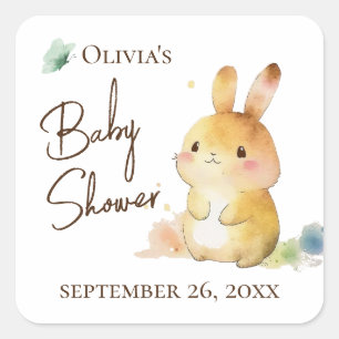 Süßes Häschen-Kaninchen-Baby-Party Personalisiert Quadratischer Aufkleber
