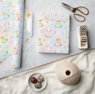 Süßes Häschen, Küken und Lamm Oster Muster Kinder Geschenkpapier