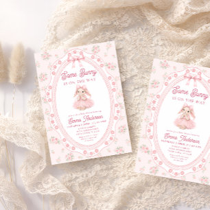 Süßes Häschen-Rosa Mädchen-Baby-Party Einladung