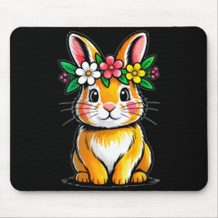 Süßes Hasengesicht Florales Ostern Frauen Mädchen Mousepad