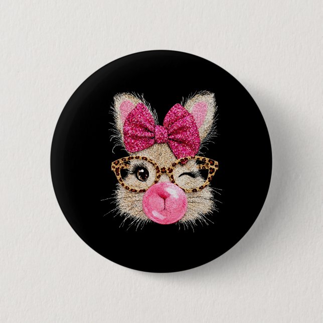 Süßes Hasengesicht Glas Rosa Bubble Gum Kaninchen  Button (Vorderseite)