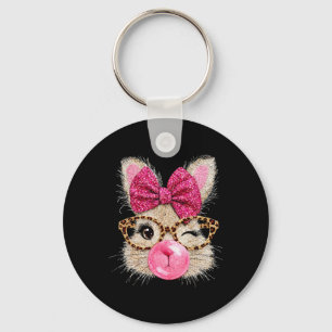 Süßes Hasengesicht Glas Rosa Bubble Gum Kaninchen Schlüsselanhänger