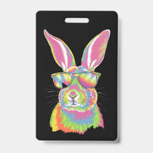 Süßes Hasengesicht Kaninchen Brille Ostern Tie Dye Ausweis