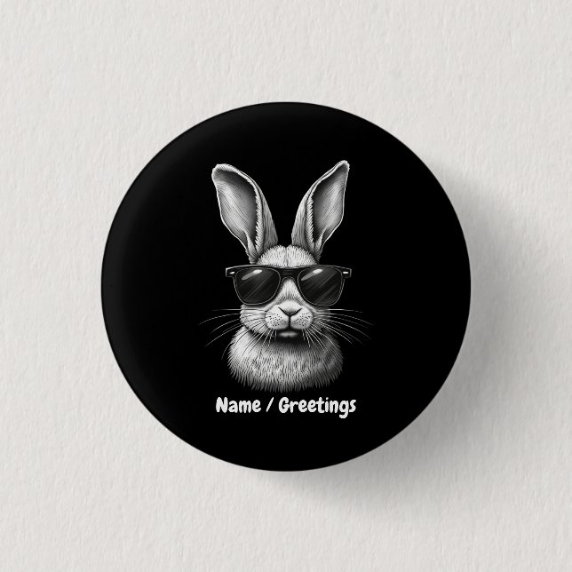 Süßes Hasengesicht mit Sonnenbrille für Kinder  Button (Vorderseite)