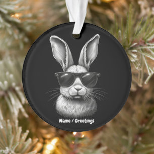 Süßes Hasengesicht mit Sonnenbrille für Kinder Ornament