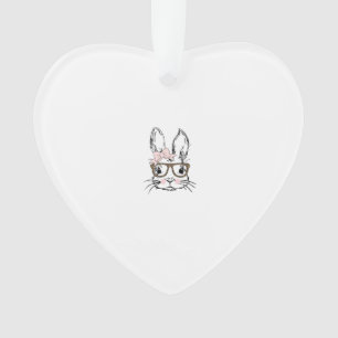 Süßes Hasengesicht-Shirt Leopardendruck-Brille OST Ornament