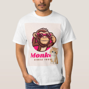 Süßes Haustier Katze & Affe Liebhaber Design T-Shi T-Shirt