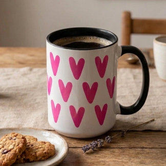Süßes heißrosa Herz Muster Tasse