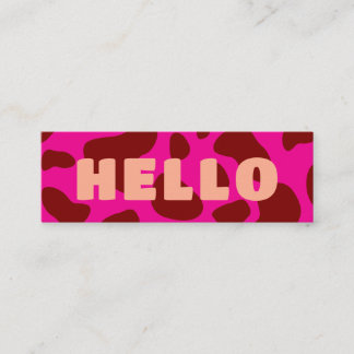 Süßes HELLO Kuhdruck Bordeaux Pfirsich und Hot Pin Mini Visitenkarte