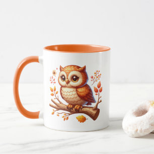 Süßes Herbst-Saison-Eulen-Monogramm Tasse