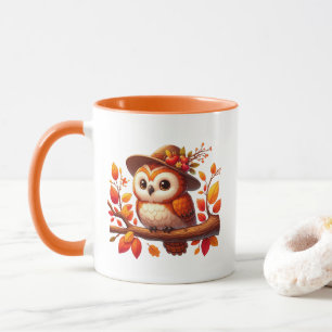 Süßes Herbst-Saison-Eulen-Monogramm Tasse