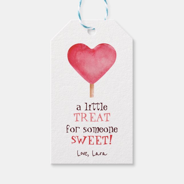 Süßes Herz Aquarell Valentine Leckerei Gefallen Ta Geschenkanhänger (Vorderseite)