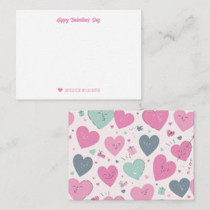Süßes Herz-Doodle-Muster, süßer Valentinstag Mitteilungskarte