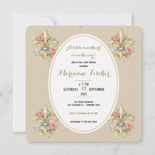Süßes Herz Fleur de Lys Baby Shower Einladung