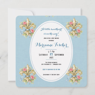 Süßes Herz Fleur de Lys Baby Shower Einladung