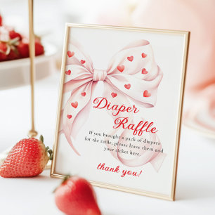 Süßes Herz Rosa Schleife Windel Raffle Tischschild Poster