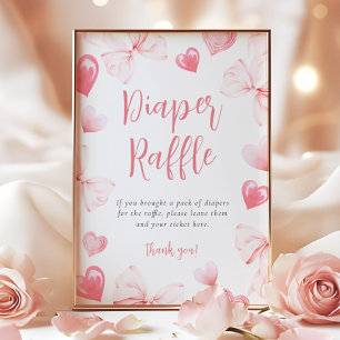Süßes Herz Rosa Schleife Windel Raffle Tischschild Poster