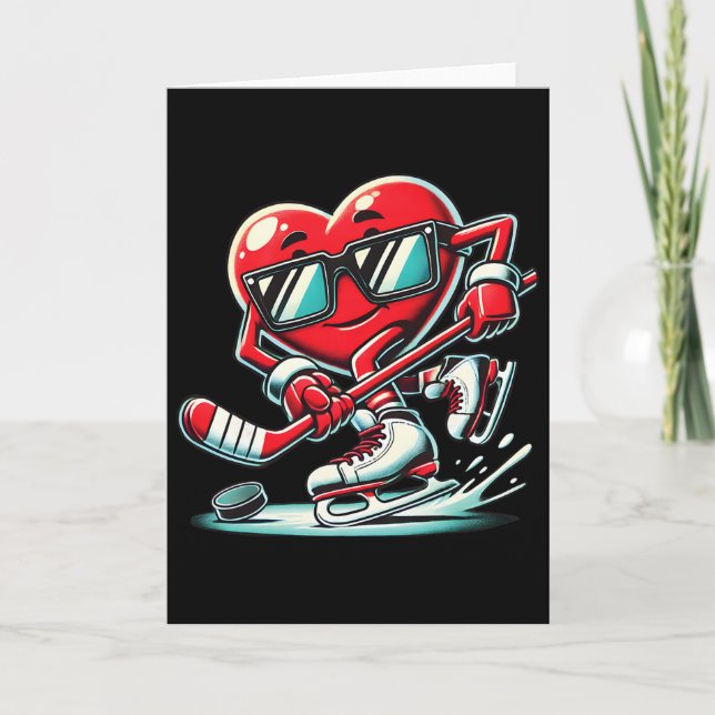 Süßes Herz spielt Eishockey Valentinstag Männer  Karte (Vorderseite)