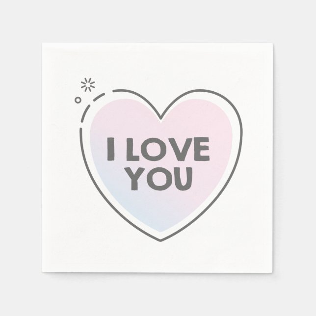 Süßes Herz und "ich liebe dich" Text Serviette (Vorderseite)