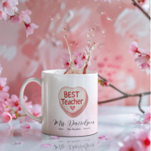 Süßes Herz Valentinstag   Bestes Lehrer-Monogramm Kaffeetasse