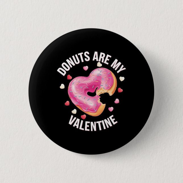 Süßes Herzdonut mit rosa Zuckerguss Valentinstag Button (Vorderseite)