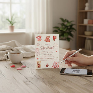 Süßes-Herzen-Baby-Party-QR-Code-Einladung Einladung