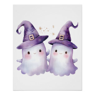 Süßes Hexen-Geister-Duo Halloween-Poster Poster