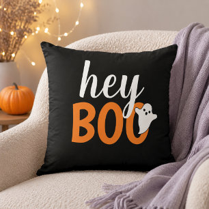 Süßes Hey Boo Gespenst Schwarz und Orange Kissen