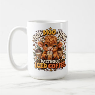 Süßes Highland-Kuh-Eiskaffee-Liebhaber-Design Kaffeetasse