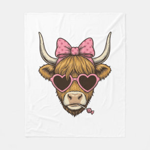 Süßes Highland-Kuh-Herz-Brille Vintage-Shirt-Desi Fleecedecke