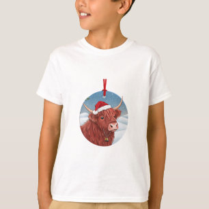 Süßes Highland-Kuh-Kinder-Weihnachts-Shirt Santa T-Shirt