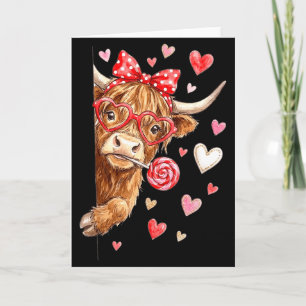 Süßes Highland-Kuh-Valentinstag-Candy-Heart-Design Karte
