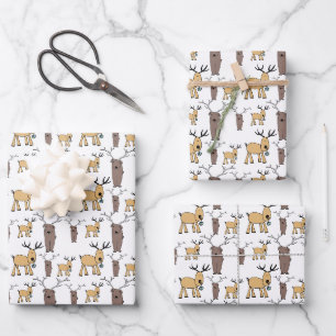 Süßes Hirschböckchen-Elch-Handzeichnung-Babygesche Geschenkpapier Set