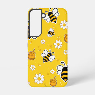 Süßes Honigbienen- und Gänseblümchen-Muster in hel Samsung Galaxy Hülle