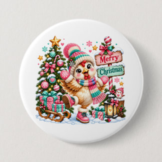 Süßes Huhn Frohe Weihnachten Button