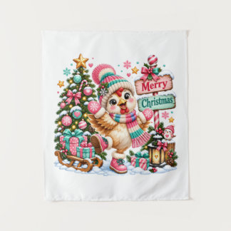 Süßes Huhn Frohe Weihnachten Wandteppich