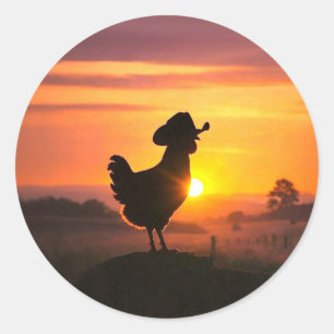 Süßes Huhn mit Cowboyhut Landlust Lustig Runder Aufkleber