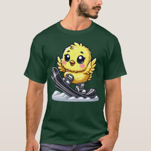 Süßes Huhn Snowboard Cartoon Wintersport Freunde T-Shirt